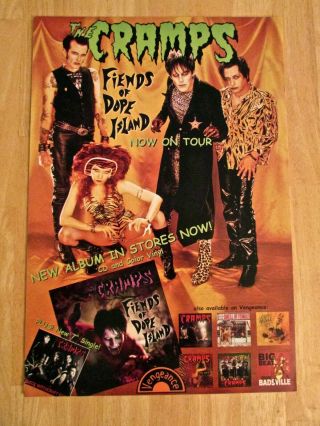 The Cramps " Fiends Of Dope Island " Promo Tour Poster - Vengeance Records