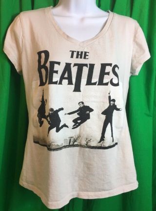 The Beatles Light Gray T - Shirt Juniors Size Xl 15/17 Official Apple Product (xx)