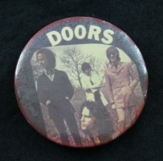 Vintage 1970 The Doors Button Badge 2 1/8 " Pinback Band Photo With Jim Morrison