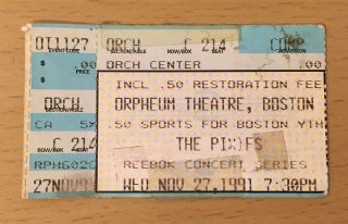 1991 The Pixies Orpheum Theatre Boston Concert Ticket Stub Black Francis Deal