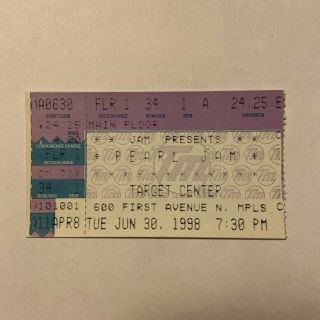 Pearl Jam Concert Ticket Stub - 1998 - Yield Tour - Target Center - Mn Minneapolis