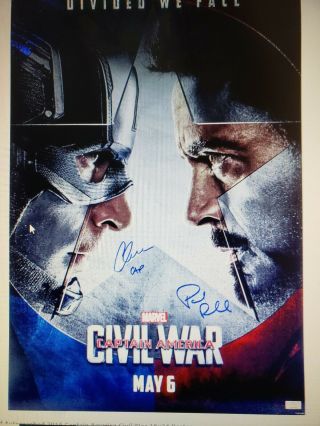 Chris Evans Paul Rudd Autographed 2016 Captain America Civil War 16 X 24 Poster
