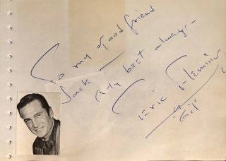 Eric Fleming Autographed Signed 4x6 Album Page Signature 1960 