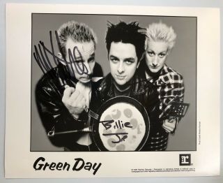 Green Day Signed Autograph 1998 8x10 B&w Photo - Jsa Letter - Priority S&h