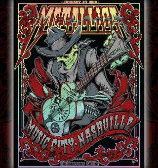 Metallica Nashville 1/24/19 - Ap Bloodred On Foil By Squindo