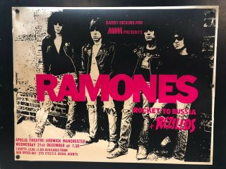 Ramones 1977 Rocket To Russia Concert Poster 30 X 38 Manchester