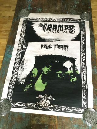 The Cramps " Drug Train " 1980s Vintage Silkscreened Music Poster