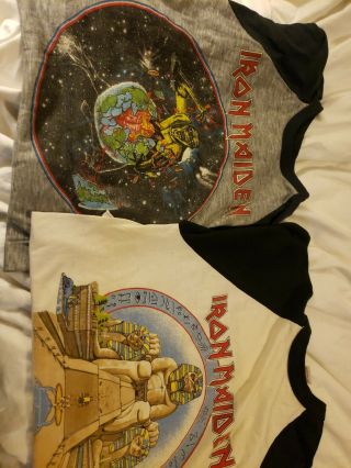 Vintage Iron Maiden Concert Shirt Long 3/4 Length Sleeve Large 1984 Powerslave