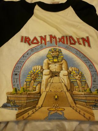 Vintage Iron Maiden Concert Shirt long 3/4 length sleeve large 1984 Powerslave 2