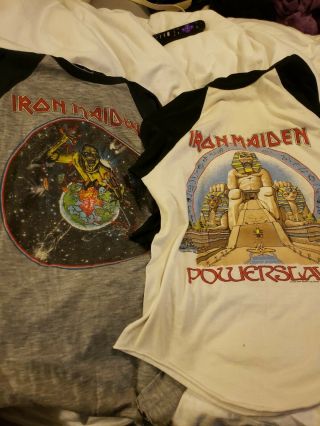 Vintage Iron Maiden Concert Shirt long 3/4 length sleeve large 1984 Powerslave 7