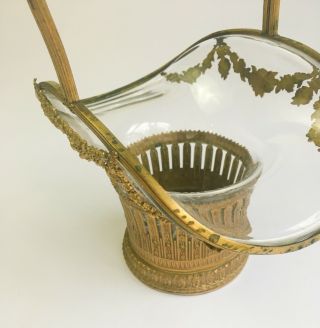 19th Century French Antique Dore Bronze Ormolu Crystal Basket Baccarat 3