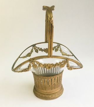 19th Century French Antique Dore Bronze Ormolu Crystal Basket Baccarat 4