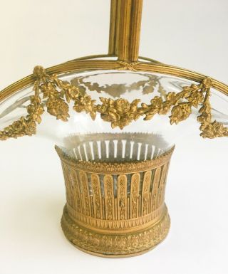 19th Century French Antique Dore Bronze Ormolu Crystal Basket Baccarat 6