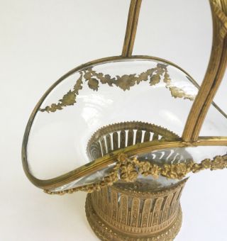 19th Century French Antique Dore Bronze Ormolu Crystal Basket Baccarat 7