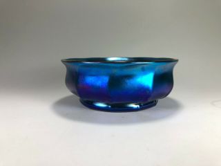 Louis Comfort Tiffany signed Blue Favrile Footed Bowl 9
