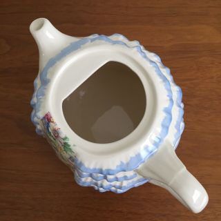 Vintage Sadler Teapot Ye Daintee Ladyee Blue and White Full Chintz Panel England 9