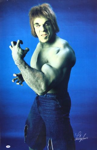 Psa/dna Incredible Hulk Lou Ferrigno Signed Autographed 24x36 Movie Photo Poster