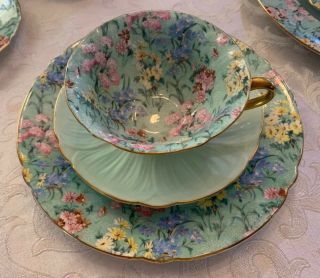 Gorgeous Vintage Shelley,  Bone China,  " Melody " Chintz Cup,  Saucer And 8 " Plate