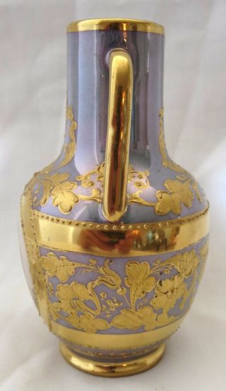19th Century Royal Vienna Hand Painted Porcelain Miniature Two Handle Vase 2