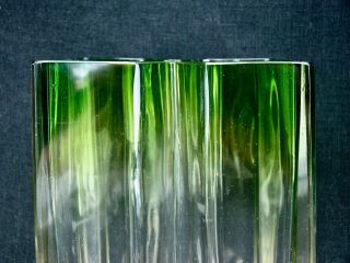 Rare Early Marie Kirschner Loetz Green To Clear Geometric Art Glass Vase 11