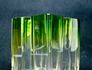 Rare Early Marie Kirschner Loetz Green To Clear Geometric Art Glass Vase 6
