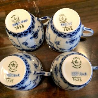 Royal Copenhagen Blue Fluted Full Lace Coffee/Tea Set,  1st Quality 10