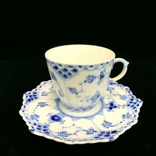 Royal Copenhagen Blue Fluted Full Lace Coffee/Tea Set,  1st Quality 8