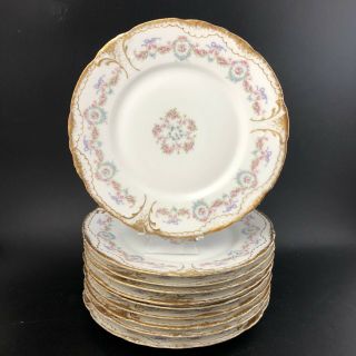Theodore Haviland Limoges Double Gold Set Of 10 Salad Lunch Plates Schleiger 330