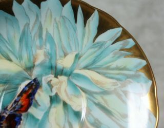 Rare Vtge Aynsley Turquoise Gold Butterfly Chysanthemum Flower Tea Cup & Saucer 12