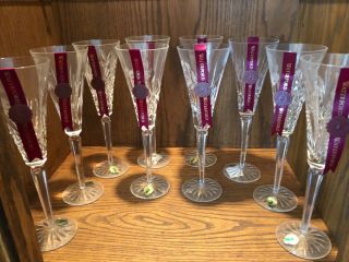Waterford Crystal 12 Days Of Christmas Champagne Flutes Complete Set Of 12