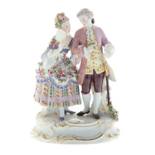 Rare Antique Meissen Porcelain Group Of Couple