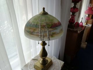 Fenton Connoisseur Reverse Lamp " Spring Woods " 93 