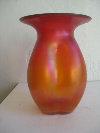 Antique Lct Tiffany Studios Art Glass Iridescent Favrile Vase Signed 7 1/2 "