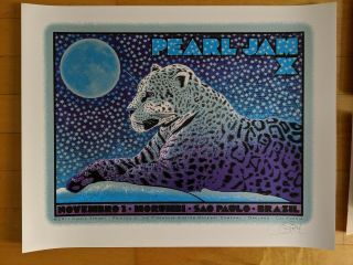 Signed Chuck Sperry Pearl Jam Sao Paolo Brazil 2011 Poster Agape Tethys Dryad