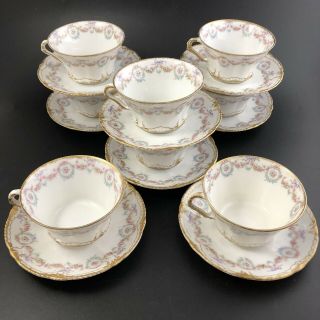 Theodore Haviland Limoges Double Gold Set Of 8 Teacups & Saucers Sch 330