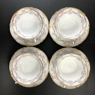Theodore Haviland Limoges Double Gold SET of 8 Teacups & Saucers Sch 330 7