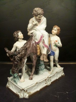 Antique Meissen porcelain figural group of Aesop and children 3