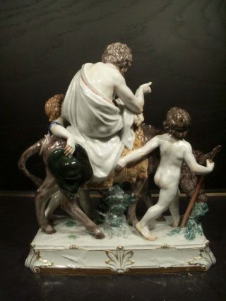 Antique Meissen porcelain figural group of Aesop and children 4