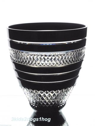 Waterford John Rocha Black Cased Cut To Clear Crystal Voya Vase 7.  5 "