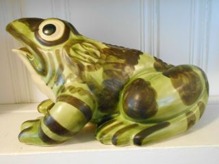 Brush Mccoy Pottery Frog.  Large 16 1/2 " Lawn Sprinkler / Fountain Piece Perfect