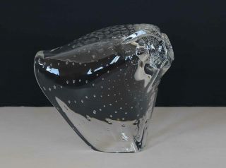 Steuben Crystal Art Glass Flying Owl 1059 Paul Schulze 1977 Signed