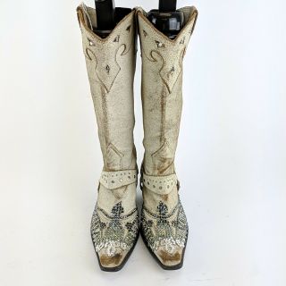 Miranda Lambert MIA White Leather Sequin Accent Cowboy Boots Size 8.  5 M 3