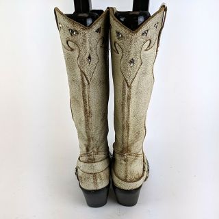 Miranda Lambert MIA White Leather Sequin Accent Cowboy Boots Size 8.  5 M 4