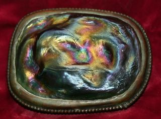 Exrare Signed Tiffany Studios Favrile Glass Bronze Turtleback Tile Paperweight