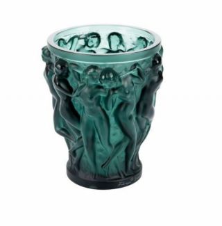 Lalique Bacchantes Small Vase Deep Green Crystal Brand 10547700 F/sh