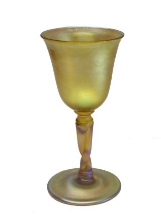 Lct Louis Comfort Tiffany Iridescent Art Glass Favrile Wine Goblet,  Circa 1900