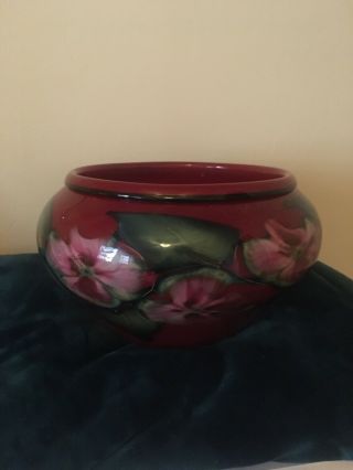 Charles Lotton Bing Cherry Multi Floral Bowl Signed 2000.  8” Height 12” Diameter