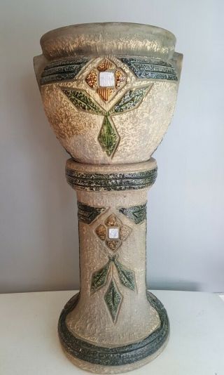 Roseville Pottery Mostique Jardiniere And Pedestal - 3
