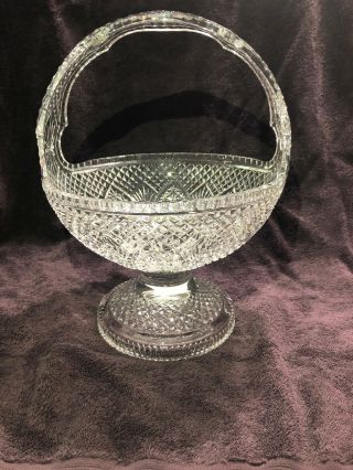 Rare Large Waterford 14.  5 " H Master Cutter Glass Crystal Basket Limited Edition
