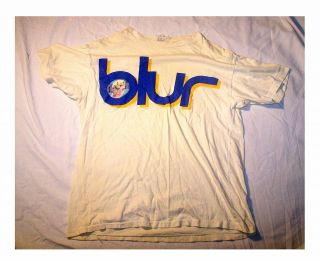 Vintage 1991 Blur Leisure White Concert Tour T - Shirt Gvg Britpop Ofr